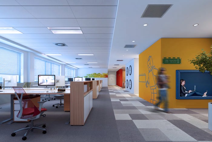 時尚、簡約辦公區(qū)、過道設計